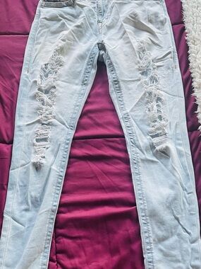 True Religion Light Blue Distressed Skinny Jeans